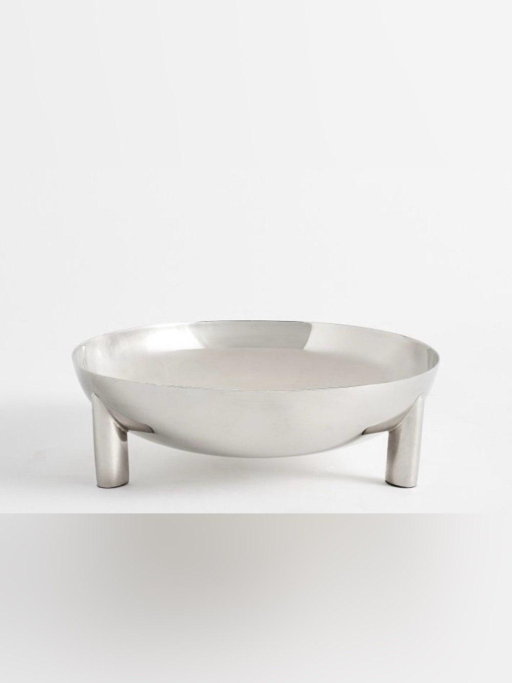 Pottery Barn Polished Stainless Steel Round Pedestal Bowl - Silver